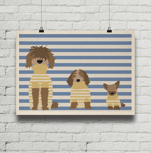 plakaty Psy w swetrach - plakat A3 fine art