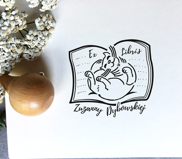stemple KOTEK-  pieczątka Ex Libris