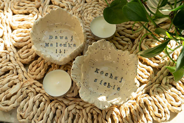 świeczniki i świece Ceramiczny świecznik na tealighty kpl 2 szt handmade