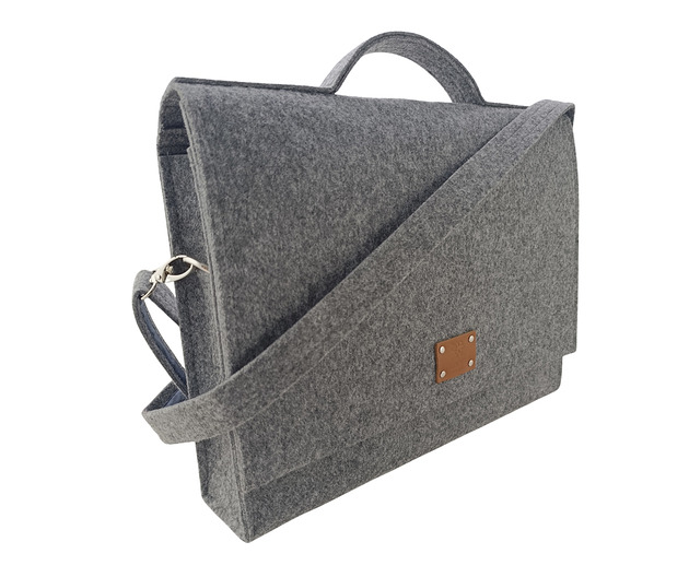 torby na ramię Duża Torba Na Laptopa 15'6" - teczka szara