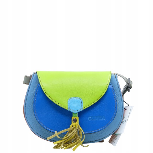 torby na ramię Torebka skórzana damska listonoszka oryginalna kolorowa zero waste OLIVKA