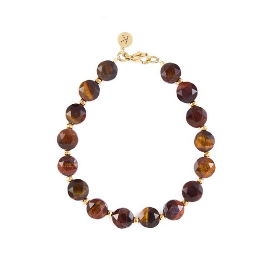 bransoletki z kamieni naturalnych Bransoletka z jesiennego Tygrysiego Oka - Wersja Pozłacana