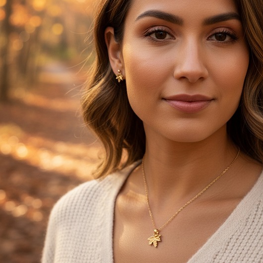 komplet biżuterii Komplet Biżuterii z Listkami Klonu