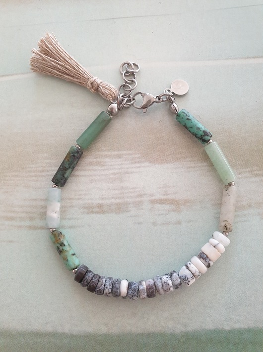 bransoletki z kamieni naturalnych Bransoletka patyczki labradoryt, opal, turkus, amazonit