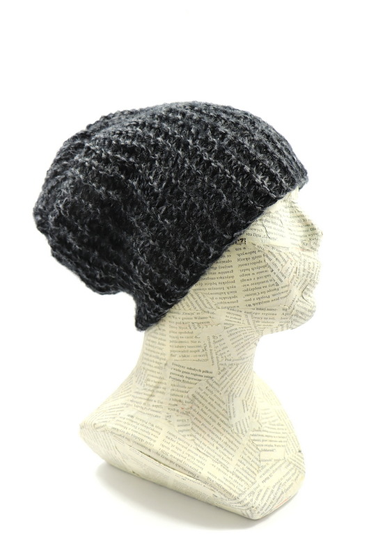 czapki damskie Długa ciepła czapka beanie nerd hipster czarny melanż