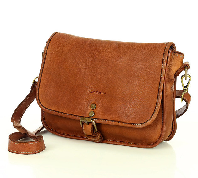 torby na ramię Klasyczna torebka crossbody prostokatna - MARCO MAZZINI brąz