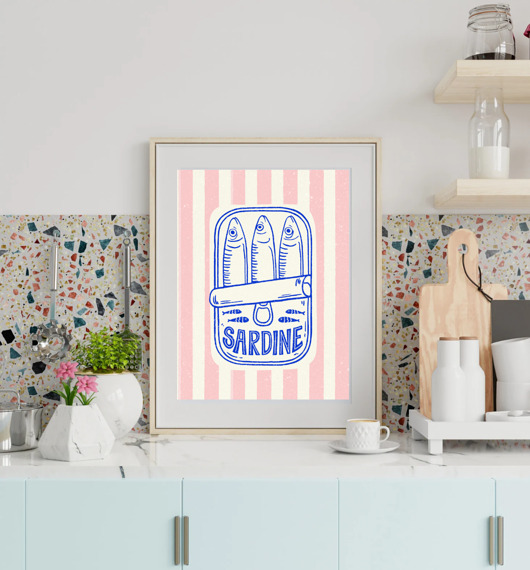 grafiki i ilustracje PLAKAT sardynki grafika do kuchni jedzenie ryby