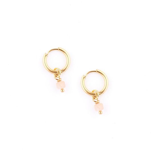 kolczyki - inne Kamień słoneczny (kostka) - kolczyki koła z pozłacanej stali szlachetnej