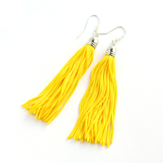 kolczyki chwosty Żółte kolczyki chwosty frędzle