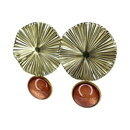 kolczyki szklane Kolczyki w odcieniu perłowej miedzi z rozetą