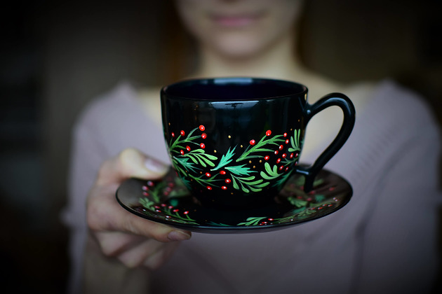 kubki Filiżanka ręcznie malowana Zimowa 220ml