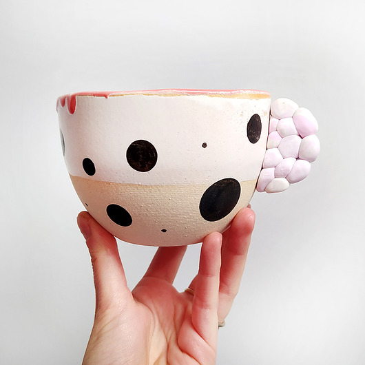 KUBEK 300ml duży w kropki White Cup