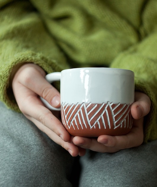 kubki Kubek z jodełką biały