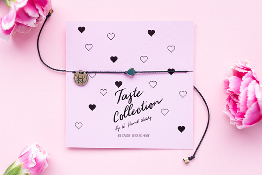 WHW Taste Tiny Rainbow Heart On Black String w hand works