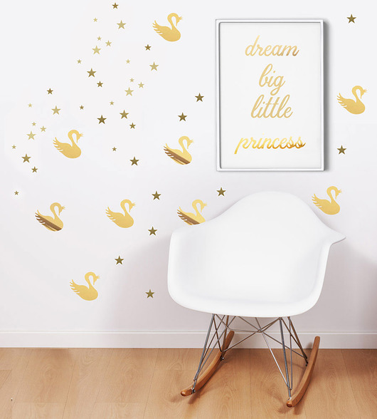 GOLD swan ZŁOTE ŁABĘDZIE naklejki Cghome