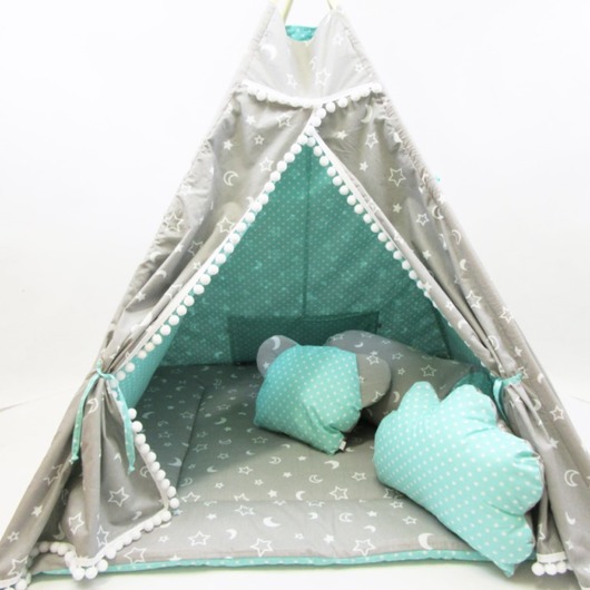 Dwustronne Tipi Szaro Miętowe Enitka Sweet Baby Room