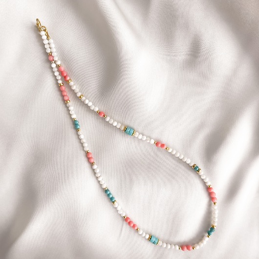 chokery Naszyjnik Choker z masą perłową turkusem i koralem