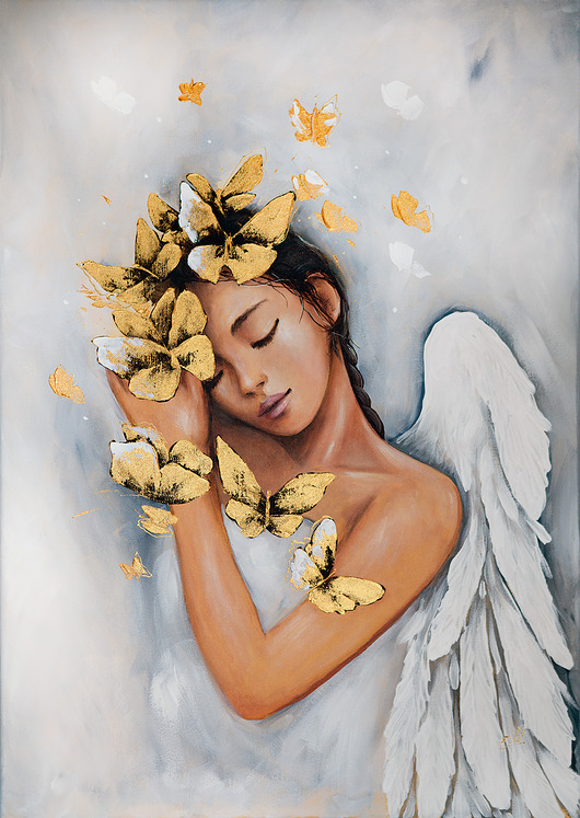 obrazy Ręcznie malowany Anioł - 50x70 cm Twoja dedykacja