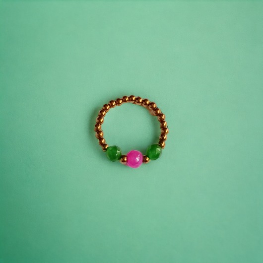 pierścionki elastyczne Pierścionek : golden summer II :: jadeit, hematyt.