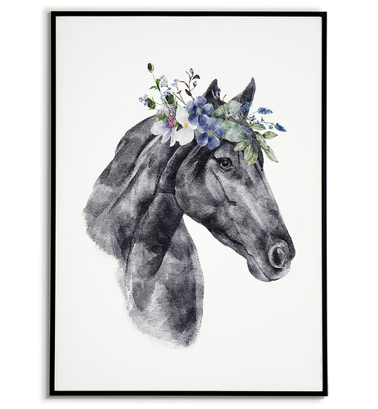 plakaty Plakat KOŃ zwierzę z kwiatami obraz do każdego wnętrza