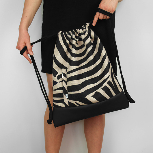 plecaki WOREK PLECAK zebra eko skóra