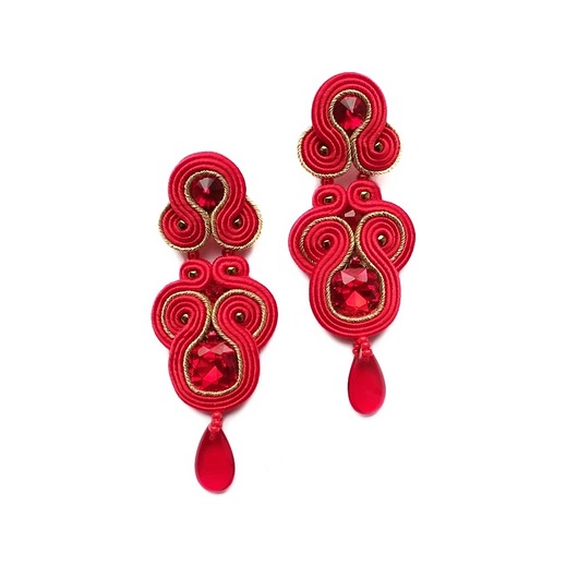 Czerwone kolczyki soutache Mró Soutache