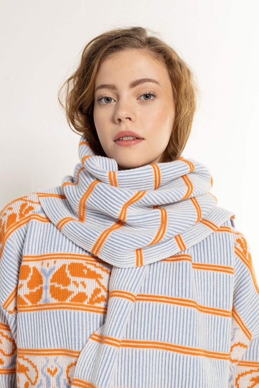 szale damskie Szalik Nelli z wełny merino  niebieski