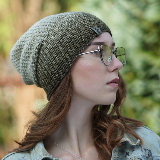Czapka z ekologicznej wełny merino khaki HERBE DESIGN