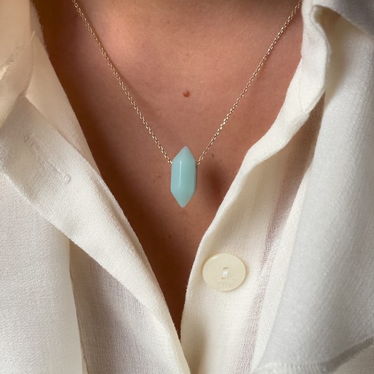 złote naszyjniki Naszyjnik z kokardką akwamaryn