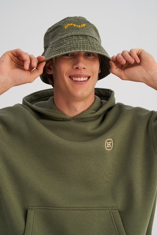 czapki i kapelusze męskie Vintage'owy kapelusz bucket zielony