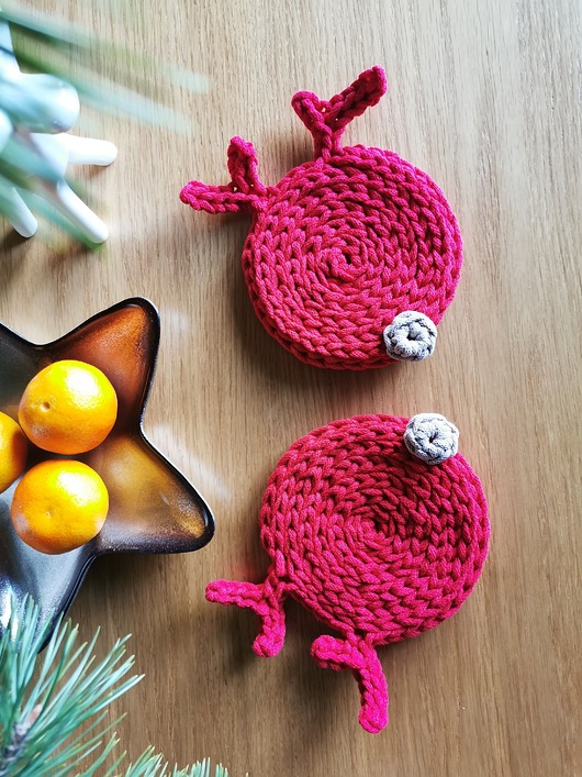 dekoracje świąteczne Bawełniane podkładki renifery 4 szt., urocza ozdoba świąteczna