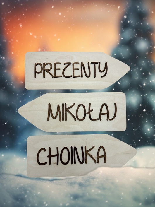 dekoracje świąteczne Zestaw tabliczek Świątecznych Drogowskaz Strzałki Boże Narodzenie
