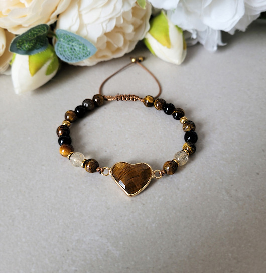bransoletki z kamieni naturalnych OBFITOŚĆ i SZCZĘŚCIE z sercem