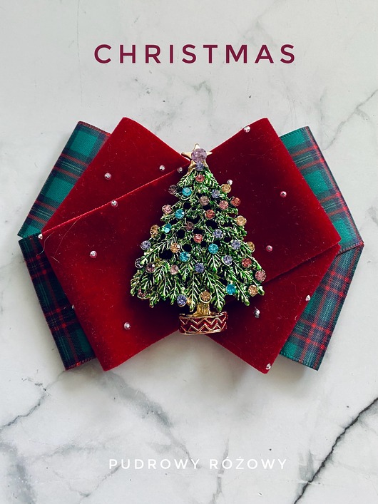broszki Aksamitna Brosza z Choinką Święta Mikołajki