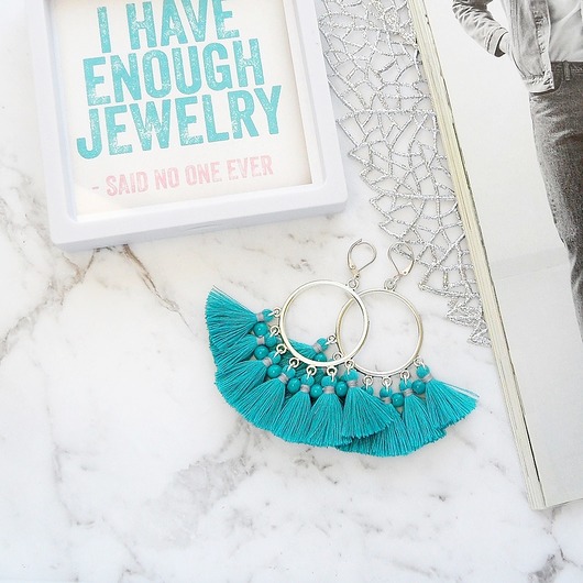  Kolczyki z chwostami Boho Big - Turquoise Ilovehandmade
