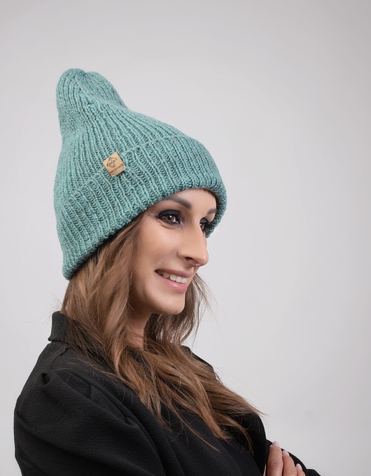 czapki damskie Czapka morska  zieleń  100% merino