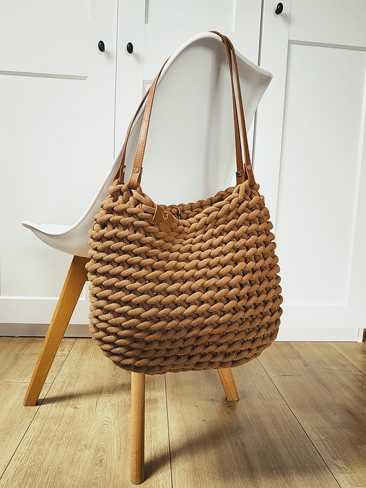 torby na ramię Torba na Ramię "Boho Weave Bag" kolor Karmelowy ze złotą nitką