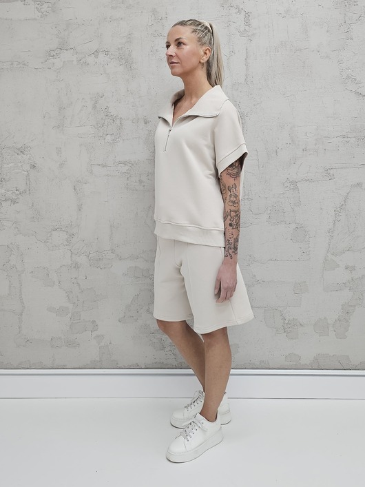 komplety damskie Amrita komplet bezrękawnik z zamkiem i spodenki Cloud