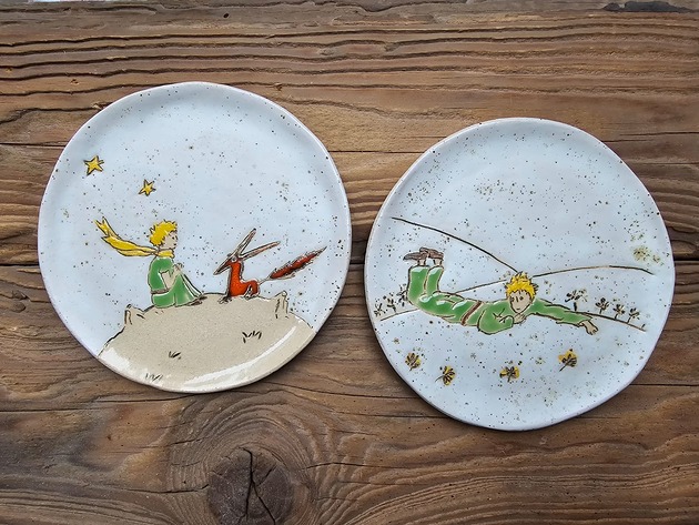 patery i talerze Zestaw talerzyków ceramicznych Mały książe handmade