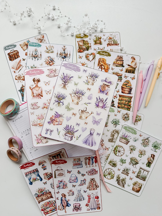 naklejki i wlepy Zestaw 10 arkuszy naklejek planner & journal