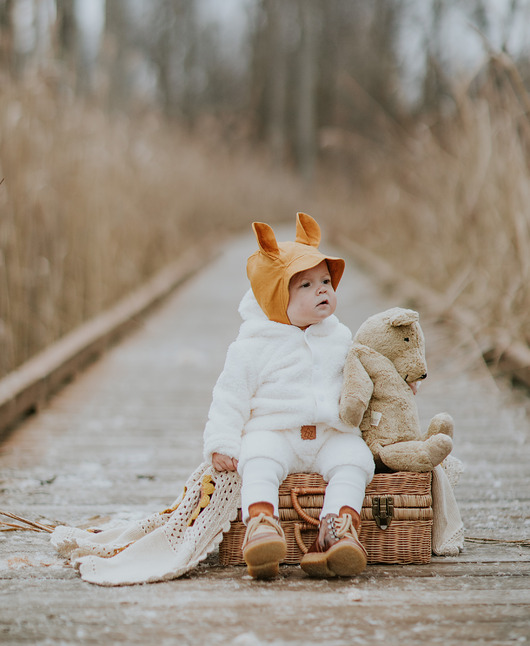 kombinezony dla niemowlaka Kombinezon Uszaty Fuzzy Ecru