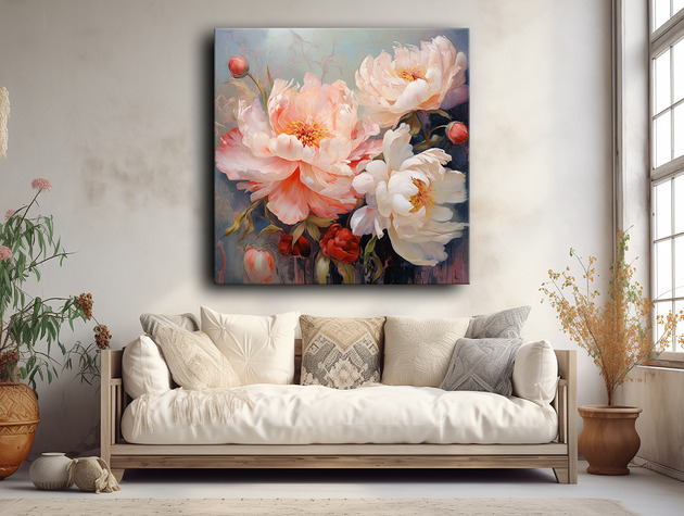 plakaty Peonie - Plakat - Olej, Boho, Abstrakcja