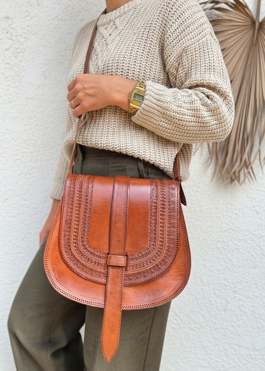 torby na ramię Torebka skórzana ręcznie robiona góralska Rosa na ramię wzory