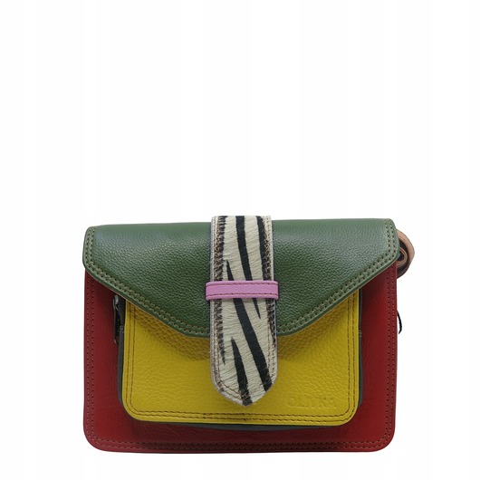 torby na ramię Torebka skórzana dwustronny odwracalny pasek damska listonoszka eko OLIVKA