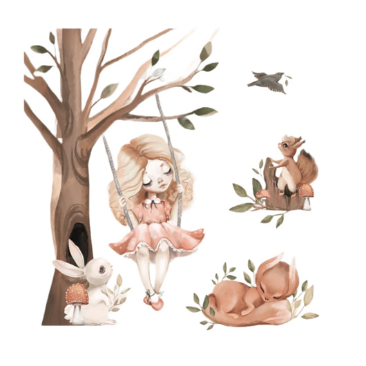 naklejki ścienne do pokoju dziecka Zestaw naklejek ściennych Forest Story 250x140cmPZ