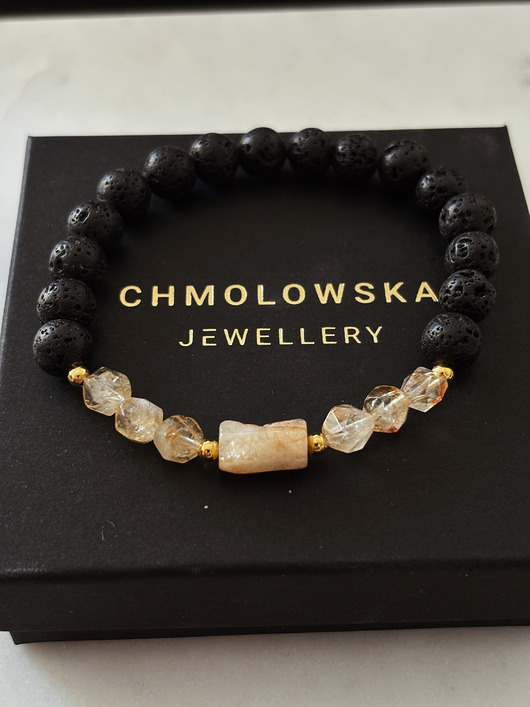 biżuteria męska Bransoletka męska Cytryn i Lawa