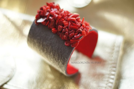 Koralowa z szarością FlowerFelt Design