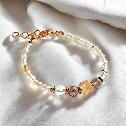 bransoletki z kamieni naturalnych DOBROBYT - amulet - cytryn,kwarc dymny,k.górski - z zapięciem.