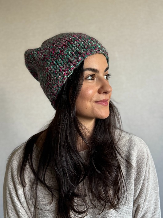 czapki damskie Kolorowa duża czapka beanie z wełną i alpaką