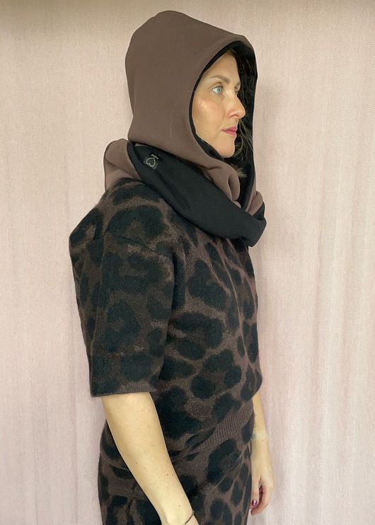 czapki damskie Tulik czekolada z czarnym